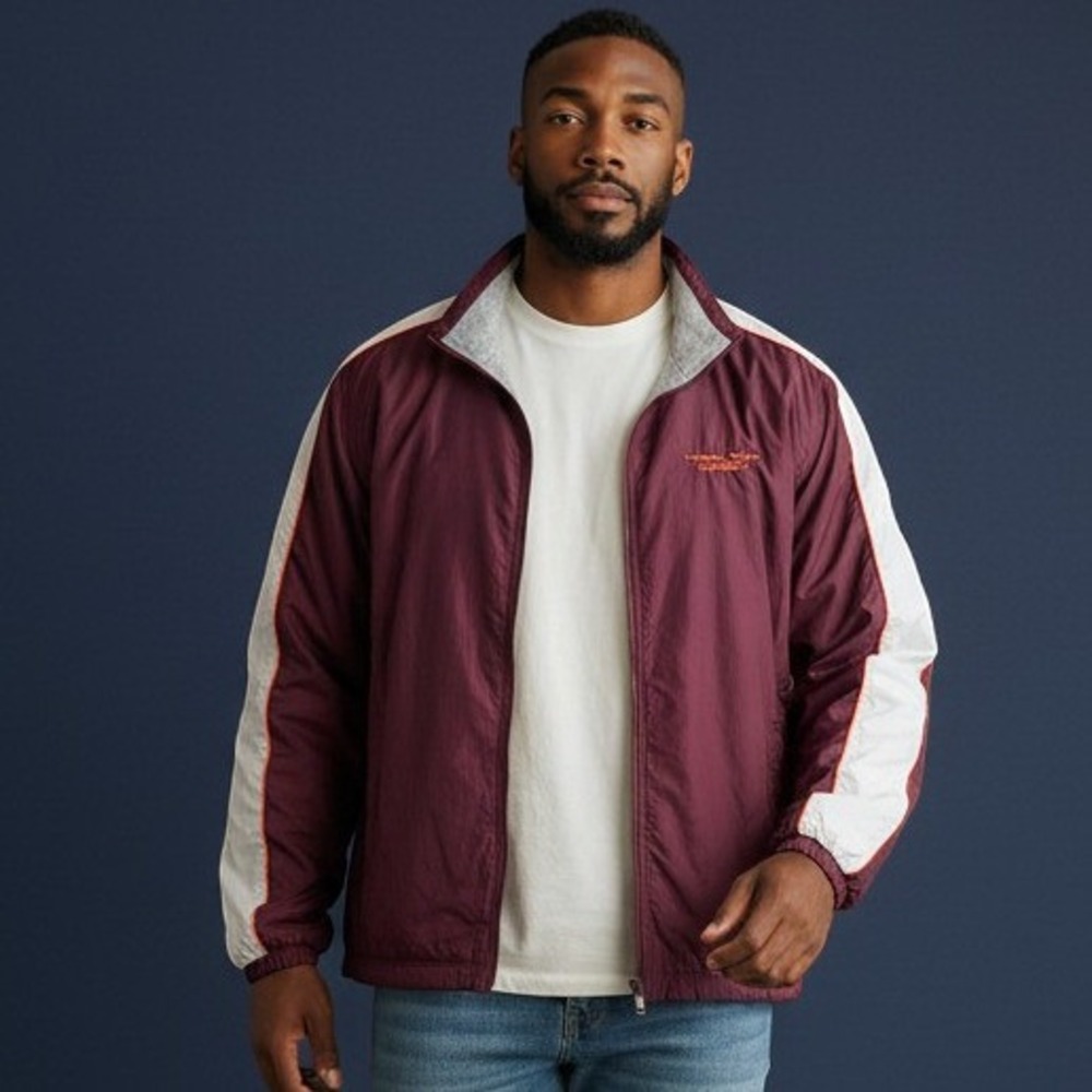 Red Oak Virginia Tech Hokies Windbreaker Jacket XXL Maroon Full Zip 4429